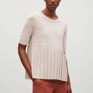 COS beige knit sweater with pleated hem